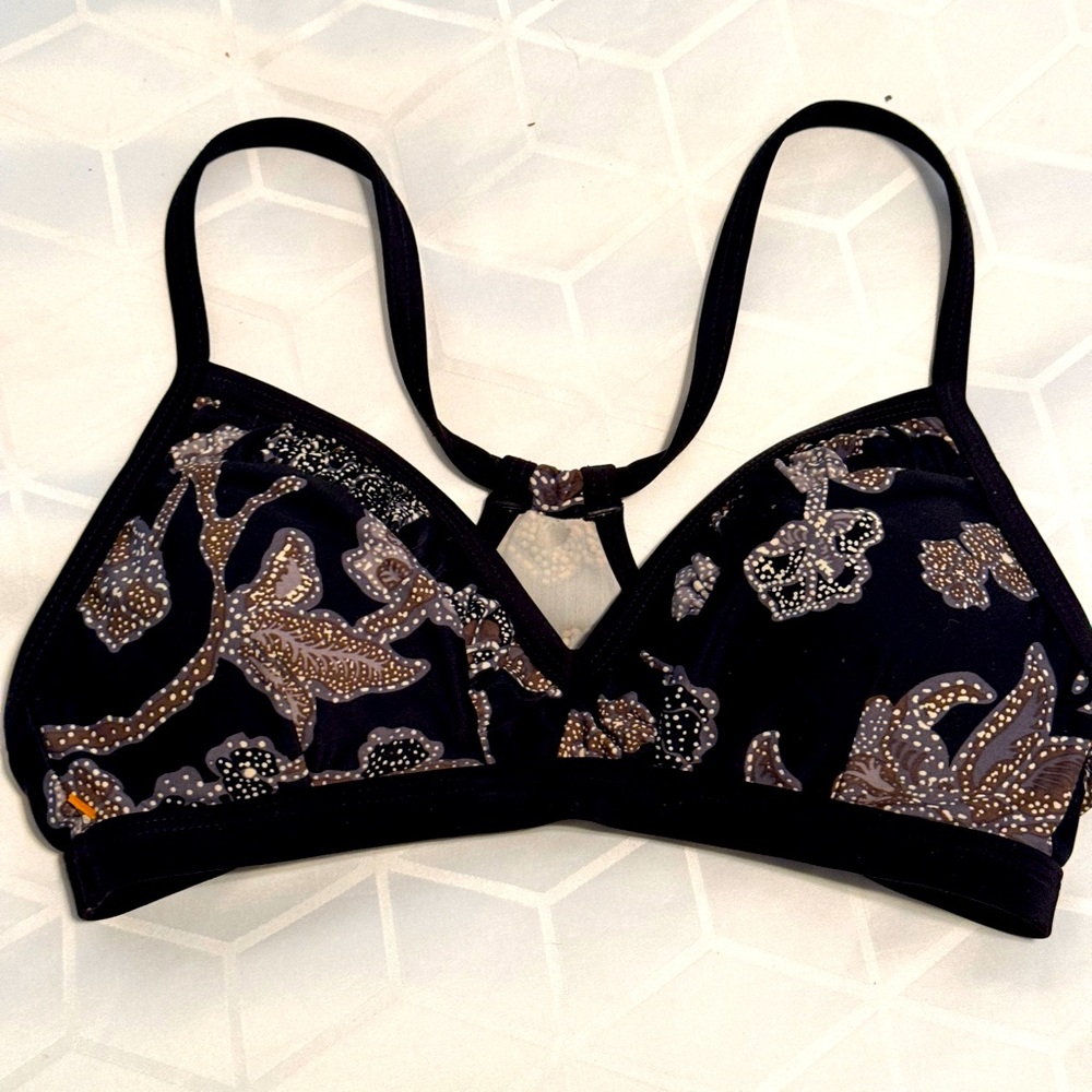 Patagonia Black Floral Abstract Swim Top XS